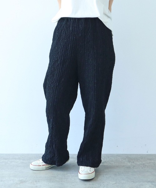 セール】【WEB別注カラー】ストライプ刺繍 easyパンツ