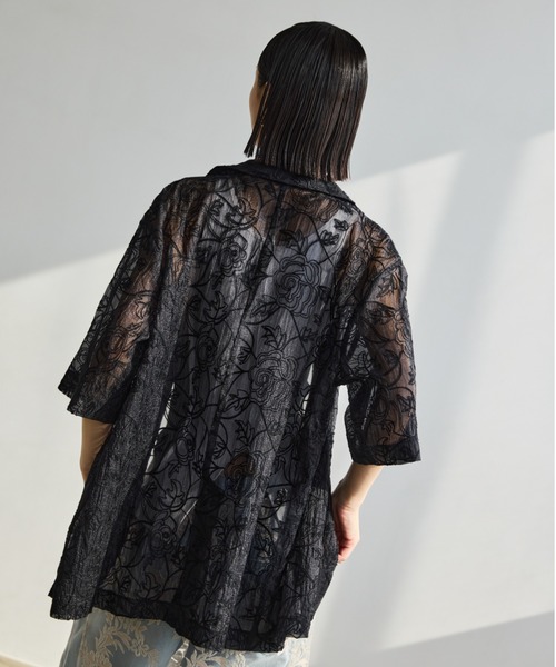 【ちょこ】Ameri VINTAGE レースコンビハーフスリーブジャケット ちょこ様専用】Ameri VINTAGE レースコンビハーフスリーブ