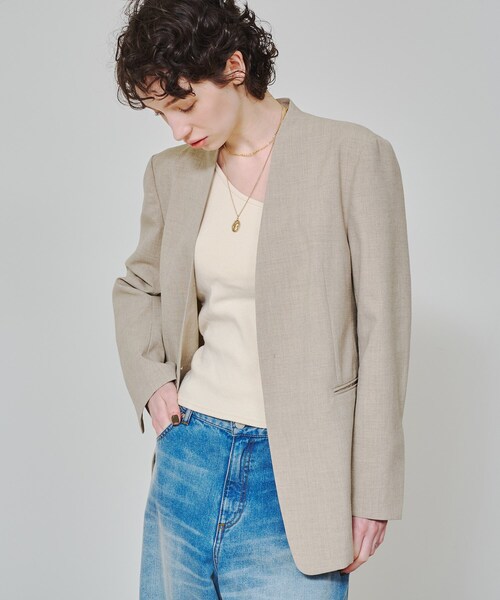 DRESSTERIOR ドレステリア　ノーカラージャケット　福田麻琴さんコラボ 楽天市場】【SALE／40%OFF】【スタイリスト福田麻琴さんコラボ】ノー