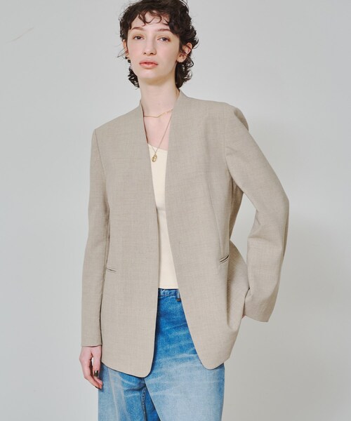 セール】【スタイリスト福田麻琴さんコラボ】ノーカラージャケット