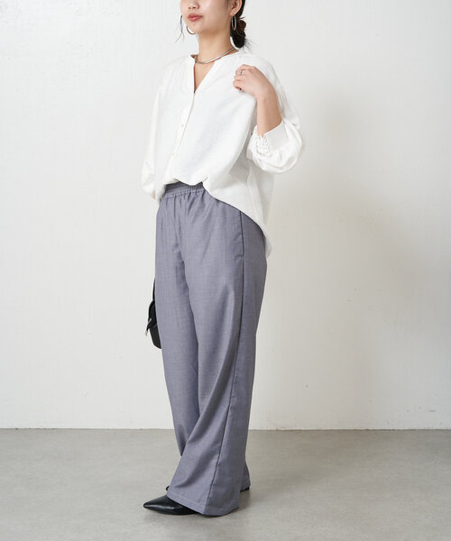 Jena espace merveilleux（ジェナ　エスパスメルヴェイユ）の「【SNSで話題／すっきりブラウス】リネンライクスキッパーブラウス（シャツ/ブラウス・レディース・イエロー/ブラック/オフホワイト・FREE）」の5枚目の写真