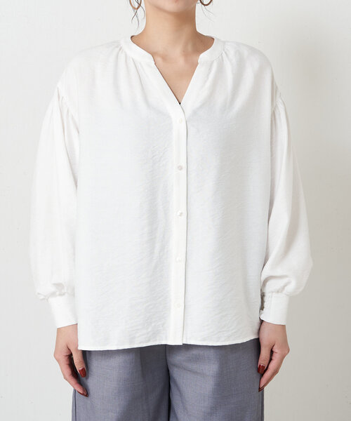 Jena espace merveilleux（ジェナ　エスパスメルヴェイユ）の「【SNSで話題／すっきりブラウス】リネンライクスキッパーブラウス（シャツ/ブラウス・レディース・イエロー/ブラック/オフホワイト・FREE）」の13枚目の写真