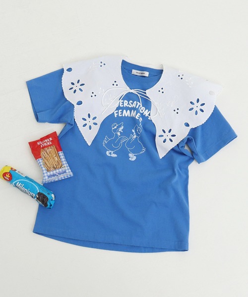 CHILD WOMAN（チャイルドウーマン）の「アヒルの会議プリント ミニＴシャツ（Tシャツ/カットソー・レディース・アイボリー/ピンク/ブルー/イエロー/グレー・FREE）」の3枚目の写真