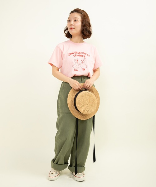 CHILD WOMAN（チャイルドウーマン）の「アヒルの会議プリント ミニＴシャツ（Tシャツ/カットソー・レディース・アイボリー/ピンク/ブルー/イエロー/グレー・FREE）」の15枚目の写真