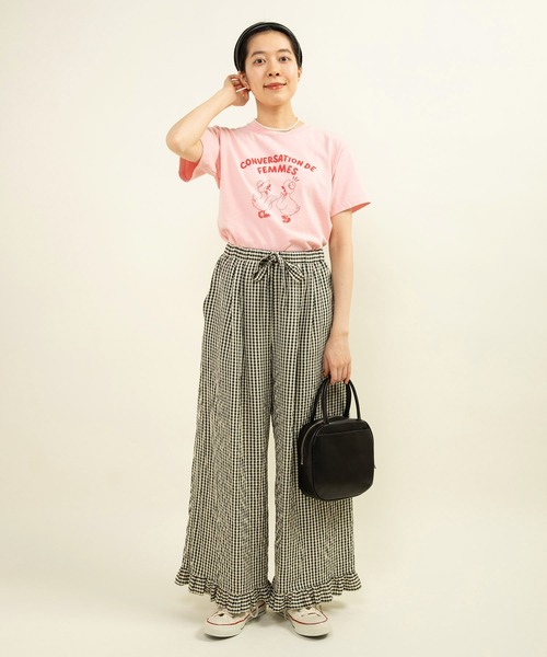 CHILD WOMAN（チャイルドウーマン）の「アヒルの会議プリント ミニＴシャツ（Tシャツ/カットソー・レディース・アイボリー/ピンク/ブルー/イエロー/グレー・FREE）」の12枚目の写真