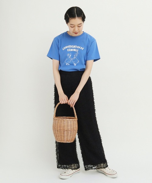CHILD WOMAN（チャイルドウーマン）の「アヒルの会議プリント ミニＴシャツ（Tシャツ/カットソー・レディース・アイボリー/ピンク/ブルー/イエロー/グレー・FREE）」の22枚目の写真