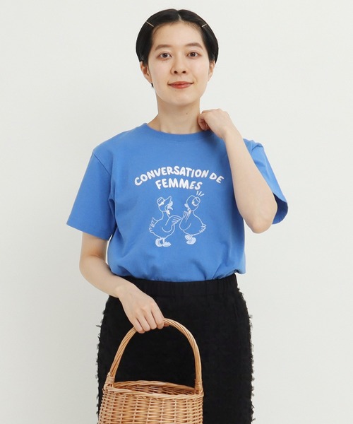 CHILD WOMAN（チャイルドウーマン）の「アヒルの会議プリント ミニＴシャツ（Tシャツ/カットソー・レディース・アイボリー/ピンク/ブルー/イエロー/グレー・FREE）」の18枚目の写真