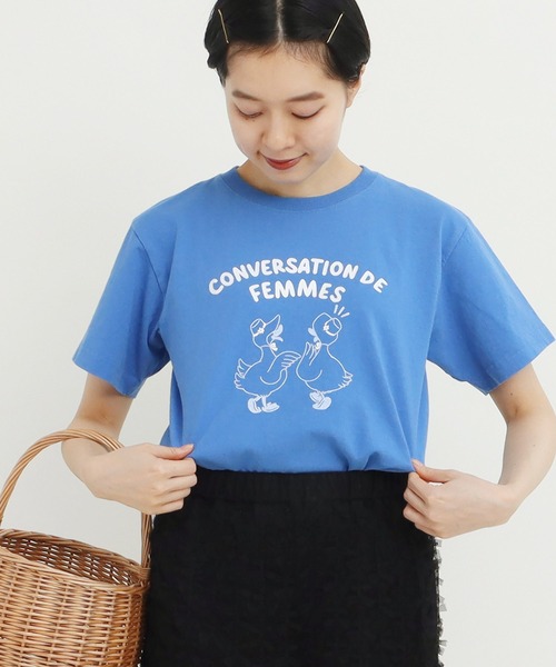 CHILD WOMAN（チャイルドウーマン）の「アヒルの会議プリント ミニＴシャツ（Tシャツ/カットソー・レディース・アイボリー/ピンク/ブルー/イエロー/グレー・FREE）」の21枚目の写真