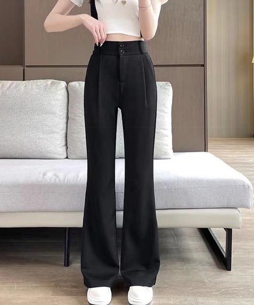 Miniministore（ミニミニストア）の「セミフレアワイドパンツ スラックスパンツ（カーゴパンツ・レディース・ブラック/ベージュ・XL/M/L）」の4枚目の写真