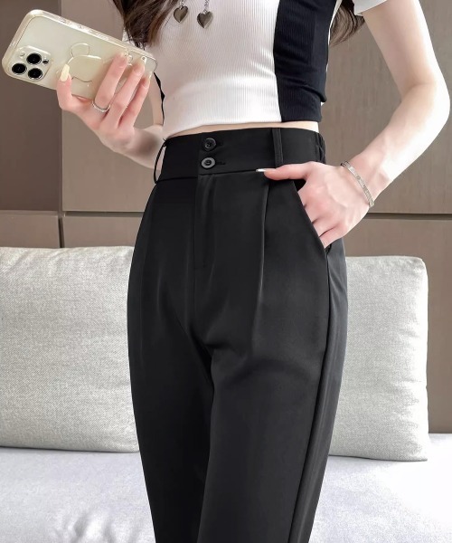 Miniministore（ミニミニストア）の「セミフレアワイドパンツ スラックスパンツ（カーゴパンツ・レディース・ブラック/ベージュ・XL/M/L）」の5枚目の写真
