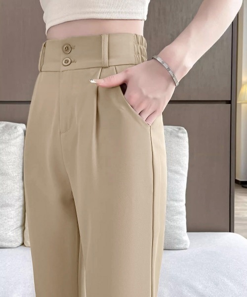 Miniministore（ミニミニストア）の「セミフレアワイドパンツ スラックスパンツ（カーゴパンツ・レディース・ブラック/ベージュ・XL/M/L）」の12枚目の写真