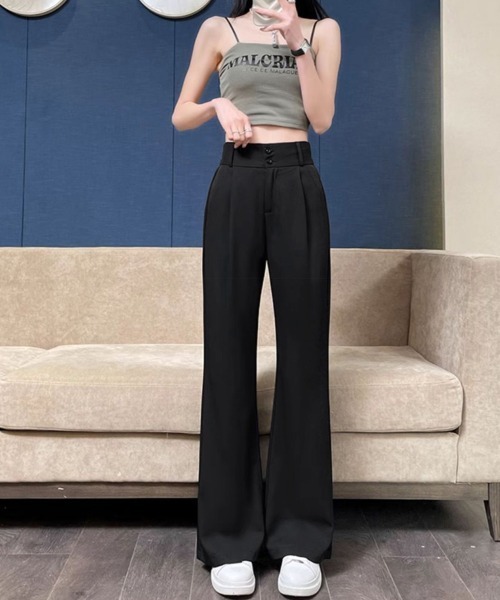 Miniministore（ミニミニストア）の「セミフレアワイドパンツ スラックスパンツ（カーゴパンツ・レディース・ブラック/ベージュ・XL/M/L）」の14枚目の写真