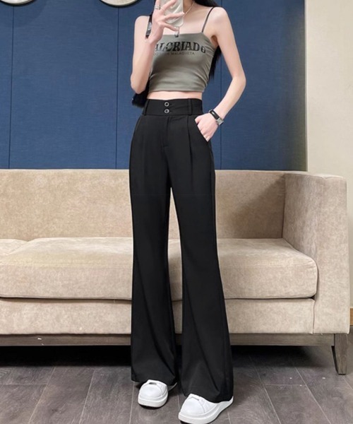Miniministore（ミニミニストア）の「セミフレアワイドパンツ スラックスパンツ（カーゴパンツ・レディース・ブラック/ベージュ・XL/M/L）」の15枚目の写真