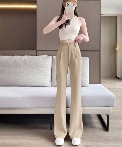 Miniministore（ミニミニストア）の「セミフレアワイドパンツ スラックスパンツ（カーゴパンツ・レディース・ブラック/ベージュ・XL/M/L）」の18枚目の写真
