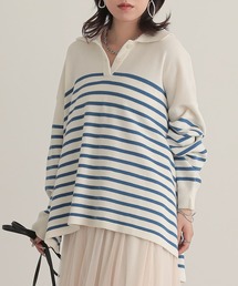 n'OrLABEL | 『パネルボーダーニットポロ』(ポロシャツ)