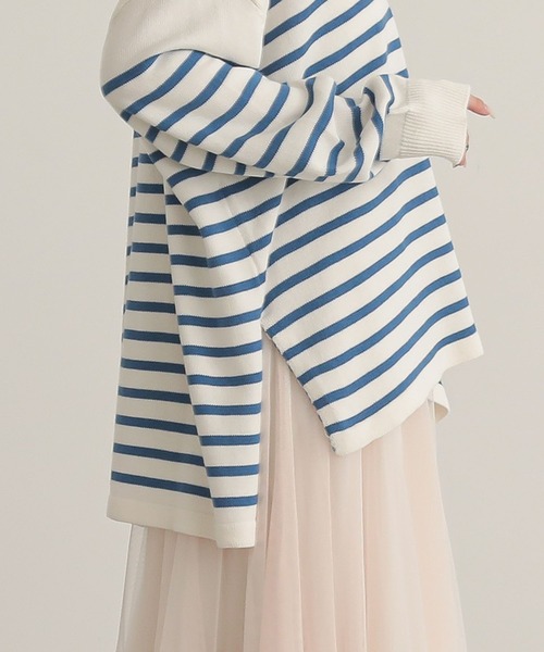 n'OrLABEL（ノアールレーベル）の「『パネルボーダーニットポロ』（ポロシャツ・レディース・モカ/ブルー/ブラック・FREE）」の18枚目の写真