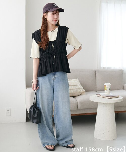 DISCOAT（ディスコート）の「ロープベルトライトデニムワイドパンツ（デニムパンツ・レディース・サックスブルー・SMALL/MEDIUM/LARGE）」の22枚目の写真