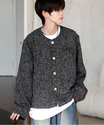 EFFECTION（エフェクション）の「【neos】ルーズシルエット チェック ノーカラー ショート ジャケット（ノーカラージャケット）」