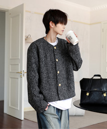 neos（ネオス）の「【neos】ルーズシルエット チェック ノーカラー ショート ジャケット（ノーカラージャケット）」