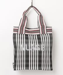 スクエア刺繍ロゴビニールトートバッグ　ストライプ