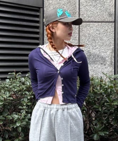Oriens JOURNAL STANDARD(オリエンス ジャーナルスタンダード)の「別注【MILLER/ミラー】Light prib hoodie CD:カーディガン(カーディガン/ボレロ・レディース・チャコールグレー/ネイビー/ピンク・FREE)」の1枚目の写真