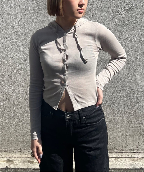 Oriens JOURNAL STANDARD(オリエンス ジャーナルスタンダード)の「別注【MILLER/ミラー】Light prib hoodie CD:カーディガン(カーディガン/ボレロ・レディース・チャコールグレー/ネイビー/ピンク・FREE)」の2枚目の写真
