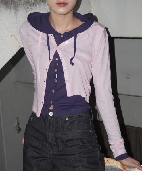 Oriens JOURNAL STANDARD(オリエンス ジャーナルスタンダード)の「別注【MILLER/ミラー】Light prib hoodie CD:カーディガン(カーディガン/ボレロ・レディース・チャコールグレー/ネイビー/ピンク・FREE)」の10枚目の写真