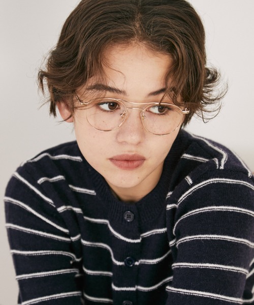 MERLOT（メルロー）の「【UVカット】【ノーズパッド付き】ダブルブリッジメガネ（メガネ・レディース・ゴールド/シルバー・FREE）」の2枚目の写真