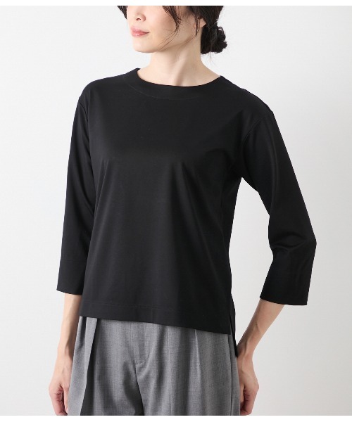tシャツ レーヨンナイロンジャージー 7分袖クルーネックカットソー レディース NEWYORKER tシャツ レーヨンナイロンジャージー 7分袖クルー