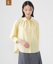 【L】【接触冷感】【UV対策】【ウォッシャブル】ファンクションタイプライターストライプシャツブラウス