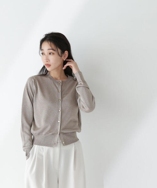 NATURAL BEAUTY BASIC(ナチュラルビューティーベーシック)の「◇ラメシアーベーシックカーディガン(カーディガン/ボレロ・レディース・グレー/ラベンダー/ベージュ/チャコールグレー・FREE)」の3枚目の写真