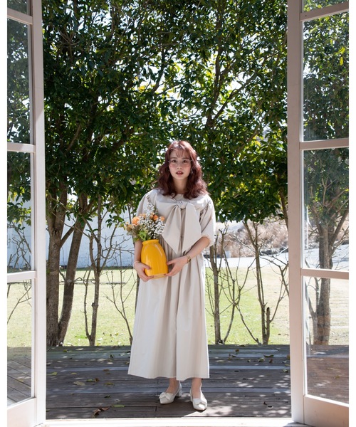 JUMELLE(ジュメロ)の「Ribbon shirt onepiece(ワンピース・レディース・ブルー/ベージュ・SMALL/MEDIUM)」の15枚目の写真