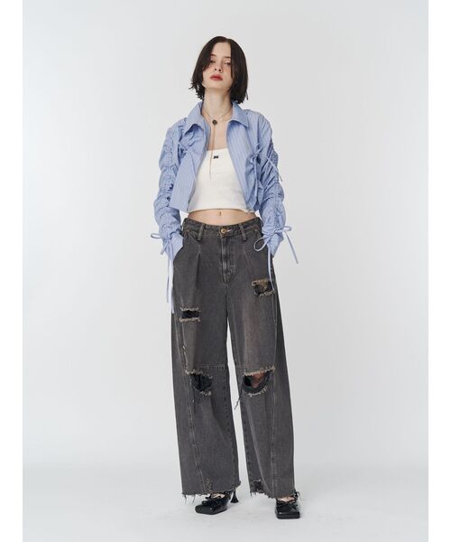 jouetie（ジュエティ）の「ギャザースリーブストライプシャツ（シャツ/ブラウス・レディース・ブルー/オフホワイト・MEDIUM）」の7枚目の写真