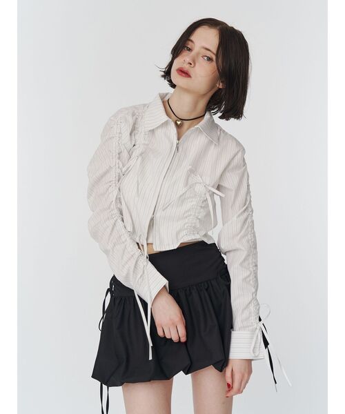 jouetie（ジュエティ）の「ギャザースリーブストライプシャツ（シャツ/ブラウス・レディース・ブルー/オフホワイト・MEDIUM）」の9枚目の写真