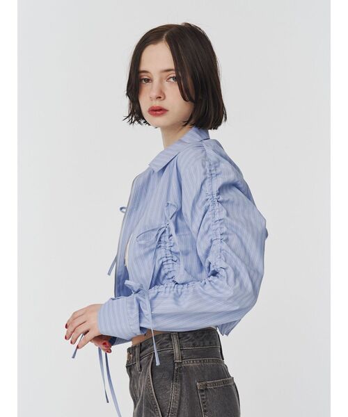 jouetie（ジュエティ）の「ギャザースリーブストライプシャツ（シャツ/ブラウス・レディース・ブルー/オフホワイト・MEDIUM）」の5枚目の写真