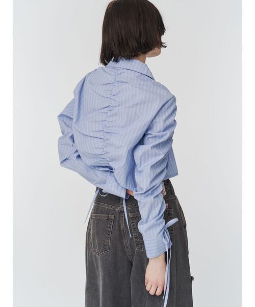 jouetie（ジュエティ）の「ギャザースリーブストライプシャツ（シャツ/ブラウス・レディース・ブルー/オフホワイト・MEDIUM）」の4枚目の写真