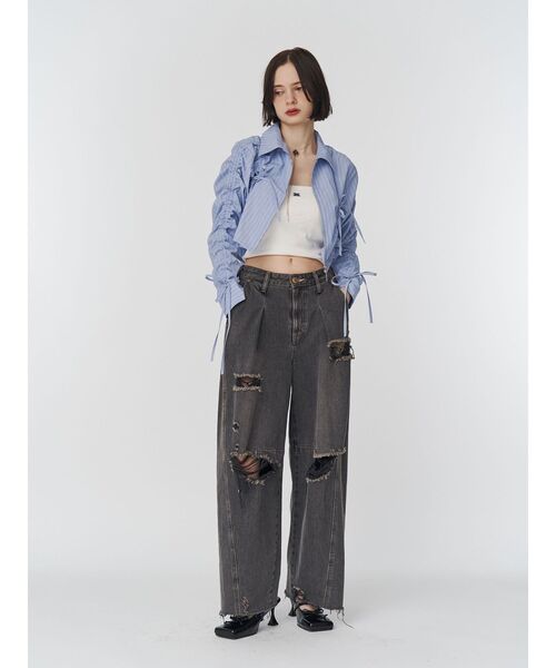 jouetie（ジュエティ）の「ギャザースリーブストライプシャツ（シャツ/ブラウス・レディース・ブルー/オフホワイト・MEDIUM）」の6枚目の写真