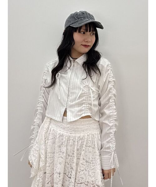 jouetie（ジュエティ）の「ギャザースリーブストライプシャツ（シャツ/ブラウス・レディース・ブルー/オフホワイト・MEDIUM）」の13枚目の写真