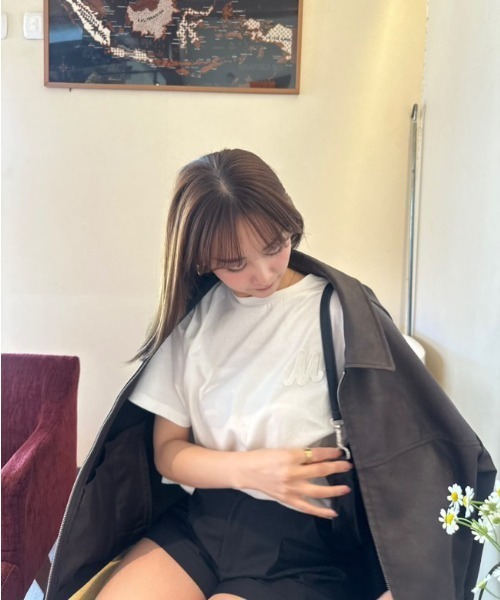 Mila Owen（ミラオーウェン）の「【USAGI ONLINE・ZOZO限定】ショート丈アップリケTシャツ【ウォッシャブル】（Tシャツ/カットソー・レディース・ライトピンク/ホワイト/チャコールグレー/その他/ライトブルー・FREE）」の11枚目の写真