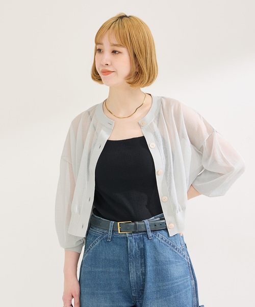 B.C STOCK（ベーセーストック）の「《追加2》手洗い可 / ショートクルーカーディガン（カーディガン/ボレロ・レディース・ネイビー/ピンク/チャコールグレー・FREE）」の8枚目の写真