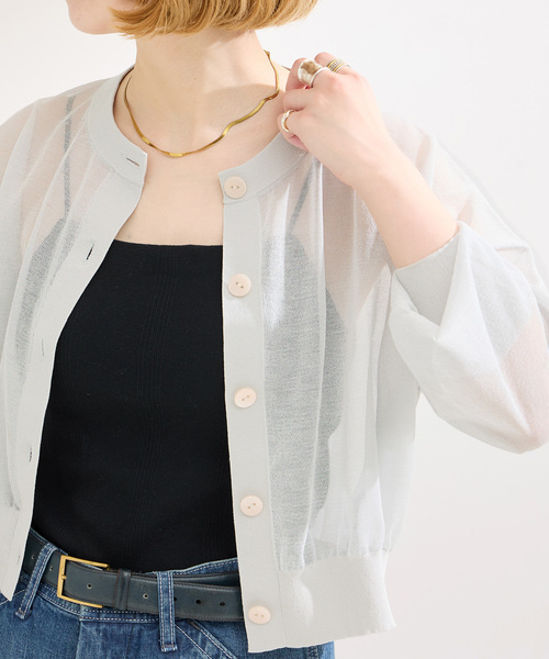 B.C STOCK（ベーセーストック）の「《追加2》手洗い可 / ショートクルーカーディガン（カーディガン/ボレロ・レディース・ネイビー/ピンク/チャコールグレー・FREE）」の12枚目の写真