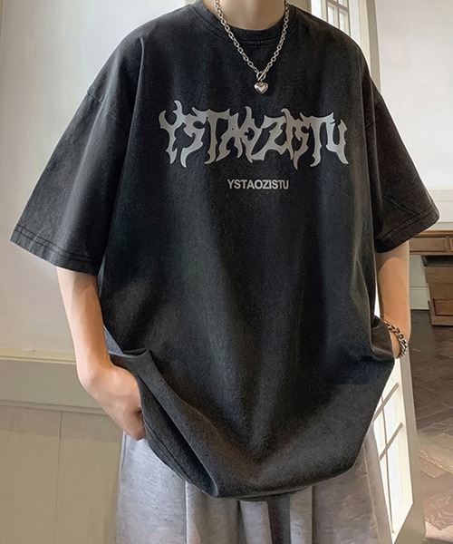 カジュアル 半袖 ルーズ アメリカンプリント ロゴ Tシャツ セール】アメリカン レトロ プリント ロゴ ルーズ 古着風 半袖 T