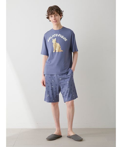 セール】【HOMME】キャットワンポイントTシャツ（ルームウェア