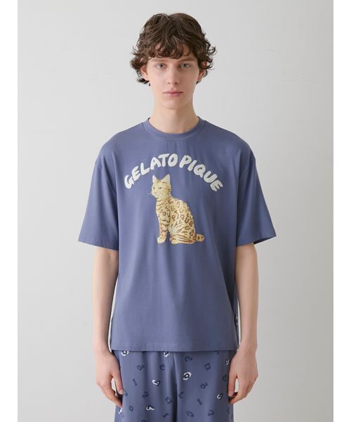 にゃんこサマ専用　GELATO PIQUE ルームウェア セール】【HOMME】キャットワンポイントTシャツ（ルームウェア