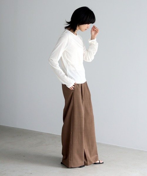 くしゅくしゅシャーリング袖シアートップス（Tシャツ/カットソー