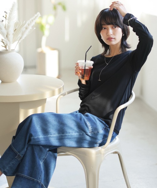 クシュクシュトップス　グレー deux amour tシャツ クシュクシュトップス レディース : ZOZOTOWN