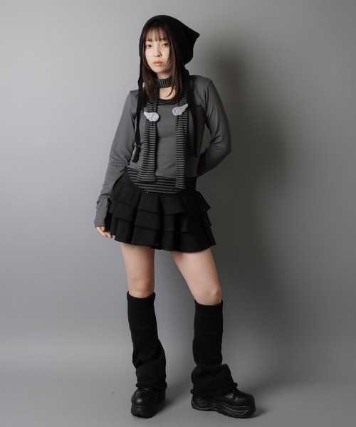 SPINNS（スピンズ）の「ZIP!で紹介されました♪ 細マフラー/細スカーフ/ボーダー/ウィッシュコア（バンダナ/スカーフ・レディース・ブラック/グレー・ONESIZE）」の9枚目の写真