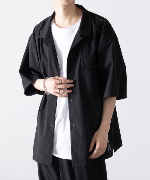 WILD THINGS(ワイルドシングス)の「【WILD THINGS】OPEN COLLAR POCKET SHIRT オープンカラーポケット付きシャツ WT25041AD(シャツ/ブラウス・メンズ・ブラック/グレー・S/M/L/XL)」の6枚目の写真