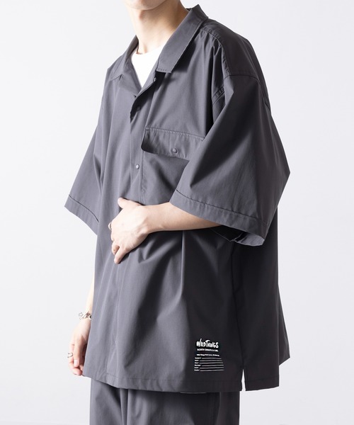 WILD THINGS（ワイルドシングス）の「【WILD THINGS】OPEN COLLAR POCKET SHIRT オープンカラーポケット付きシャツ WT25041AD（シャツ/ブラウス・メンズ・ブラック/グレー・S/M/L/XL）」の10枚目の写真