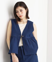 THE SHOP TK  | デニムペプラムベスト【洗える/親子リンク】(ベスト)